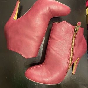 Raspberry Vegan Leather Booties